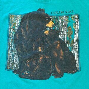 Vtg Colorado Brown Bear Cub Tee Hanes Single Stitch L USA Wildlife National Park